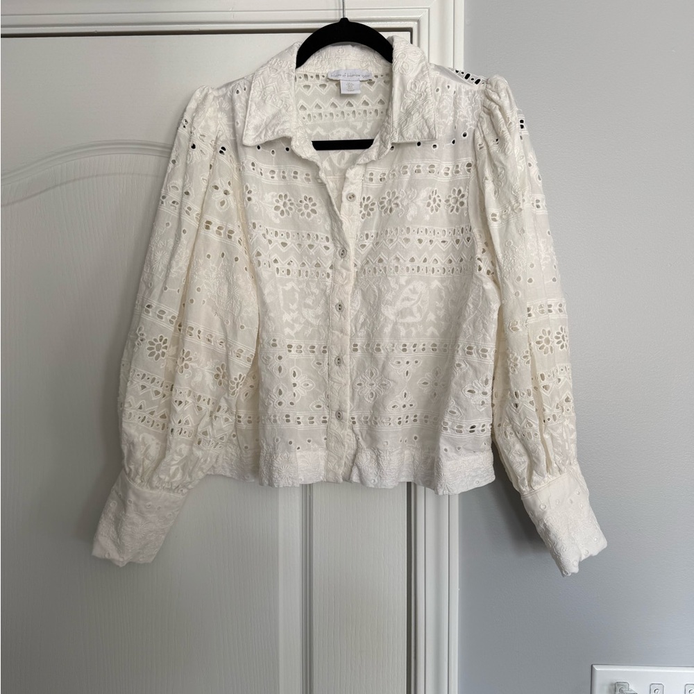 House of Haarlow White Eyelet Top